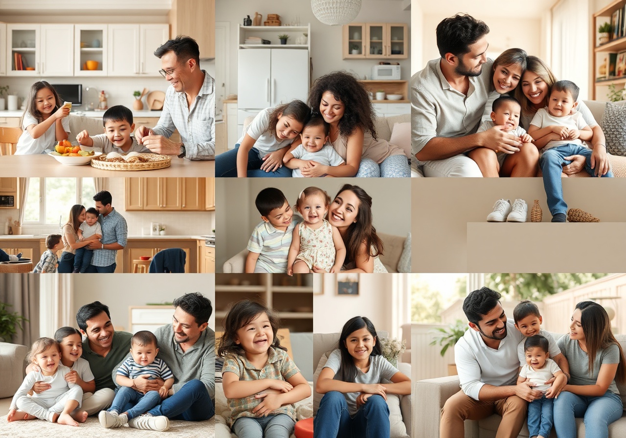 Collage of smiling Patchly families showing happy moments